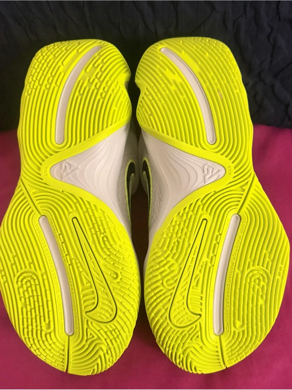Nike White with Neon Yellow Accents Basketball Shoes